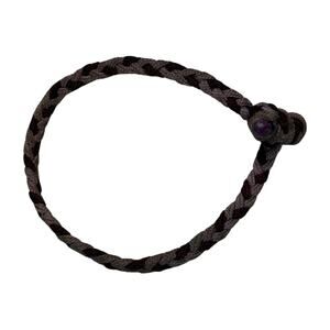 Handmade Braided Cord Bracelet Gray Brown Amethyst Bead Adjustable